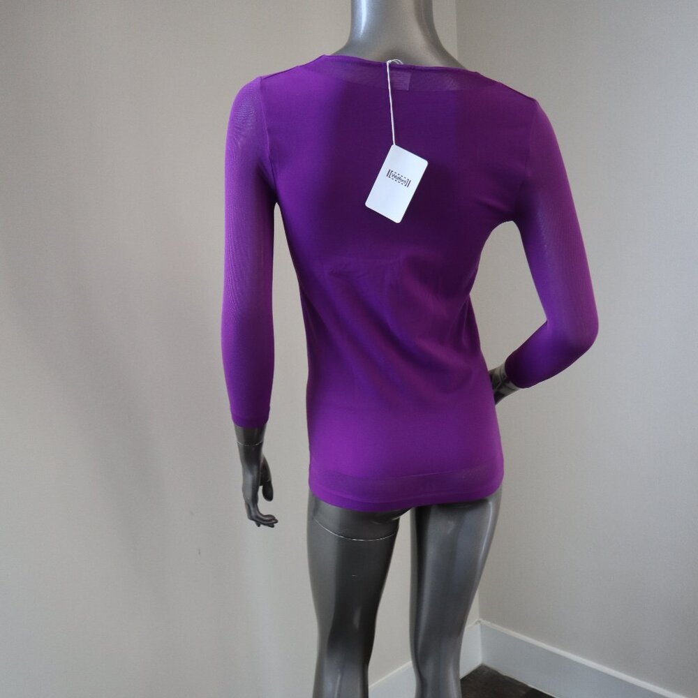 Wolford Stretch Top in Hyacinth Purple with Mesh Details New Tags Size Small - Picture 5 of 9
